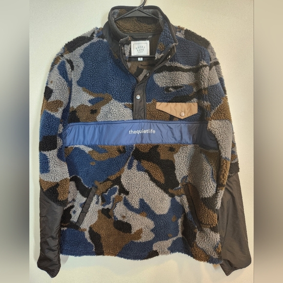 The quiet life mens cammo pullover zip teddy fleece sweater jacket size M - Picture 1 of 8
